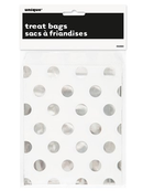 Set of eight Unique treat bags with silver polka dot design, perfect for gifting or packaging treats.