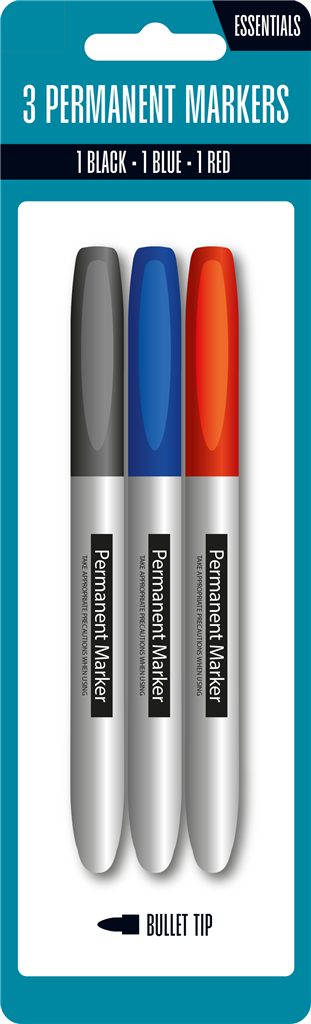 Essentials Permanent Markers Assorted 3pk