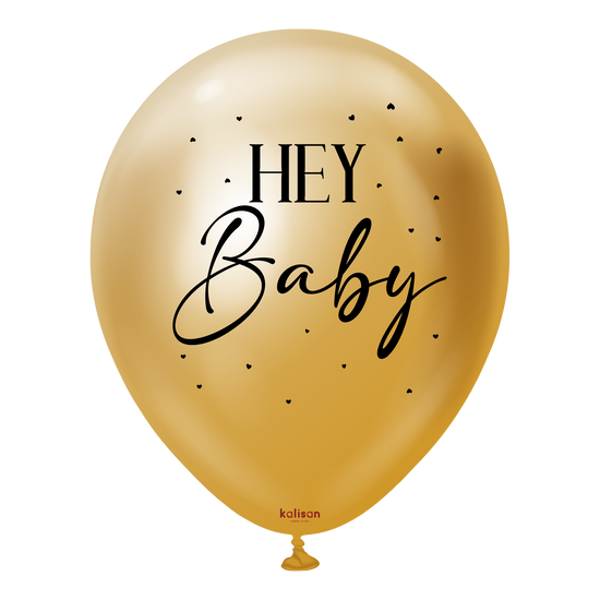 Kalisan Hey Baby Mirror Gold 18" Latex Balloon 2pk