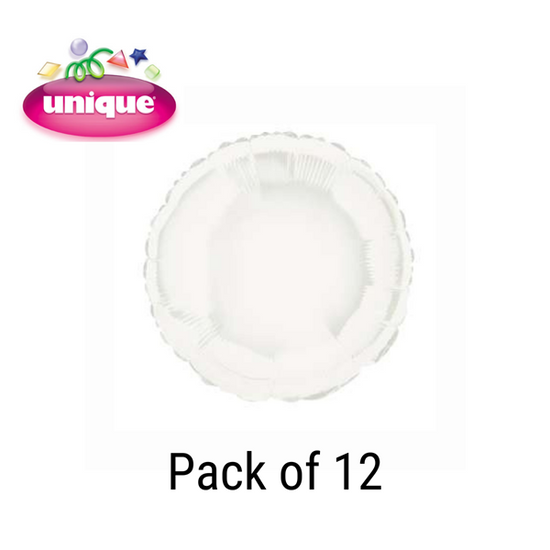 Unique 12 Pack Foil Balloon White Round 18