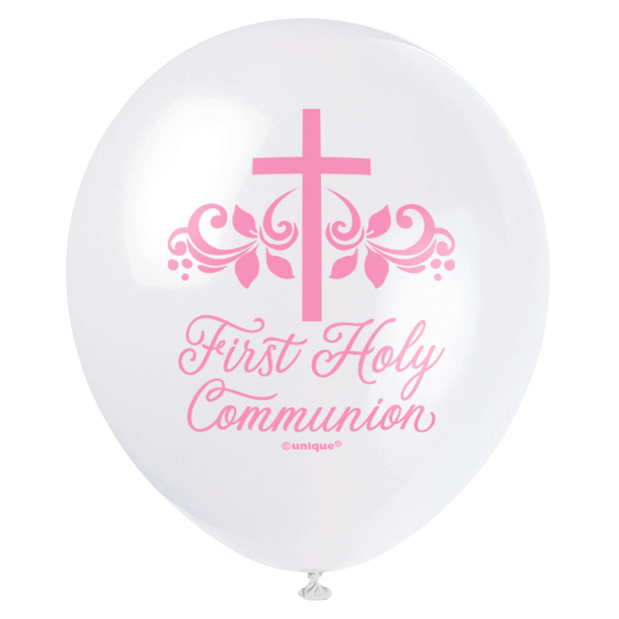 Unique Communion Pink 12" Latex Balloons 8pk