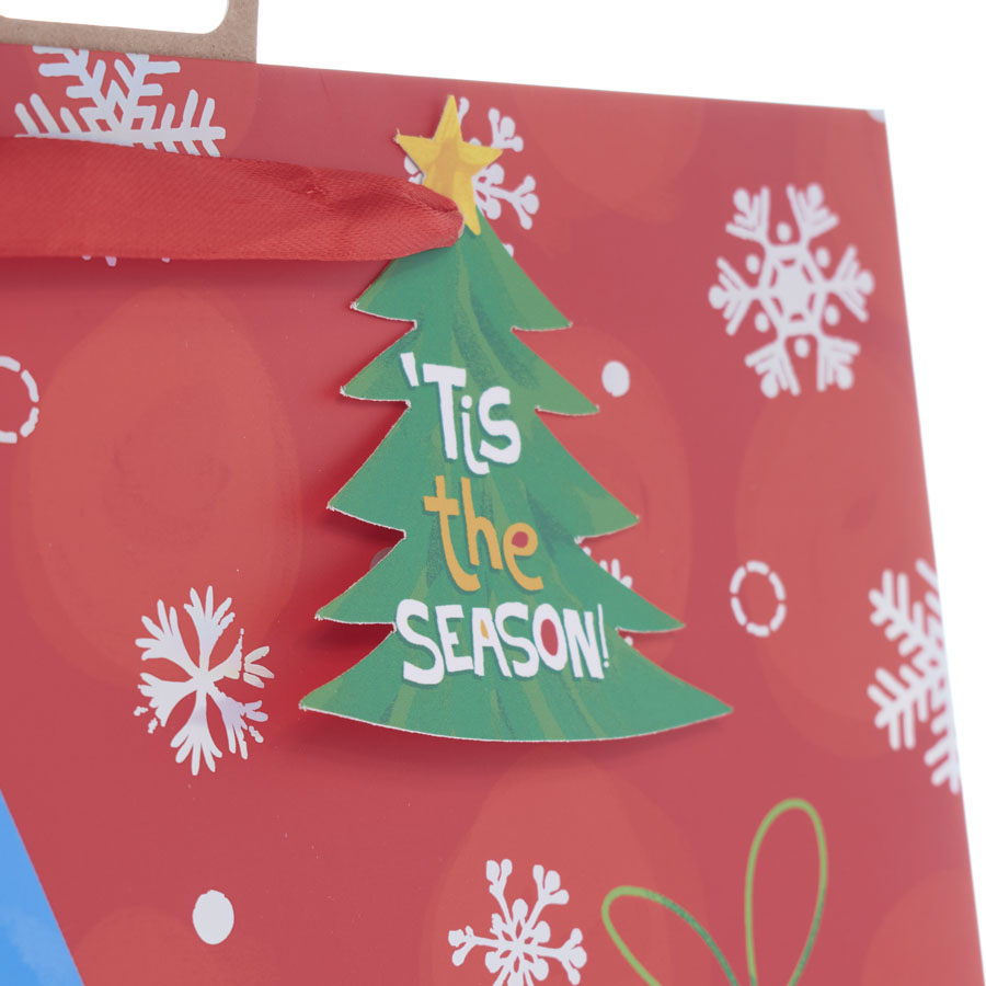 Gift Bag Snowman Red Giant Portrait 12pk