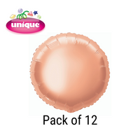 Unique 12 Pack Foil Balloon Rose Gold Round 18