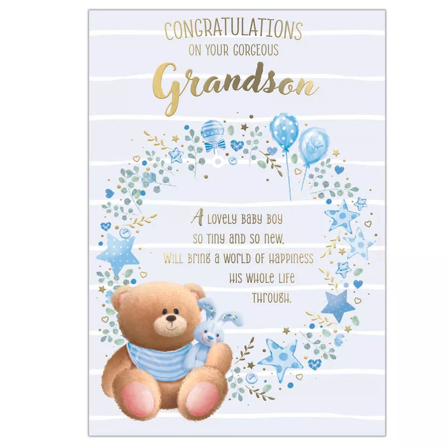 Set of six Prelude C50 New Born From Grandparents greeting cards featuring baby-themed designs and heartfelt messages.