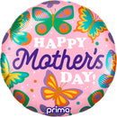 Prima Mother's Day Butterflies foil balloon, 18-inch festive foil balloon with colorful butterfly design for celebrations