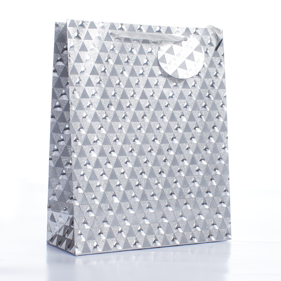 Tulip 6 Pack Gift Bags Silver Holographic Large