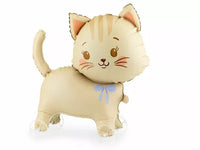 PartyDeco 25-inch cat on wheels air-filled foil balloon, colorful and shiny with detailed cat and wheel design.