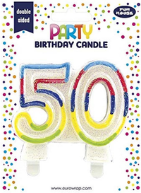 Eurowrap Party Candle Age 50 Rainbow Glitter