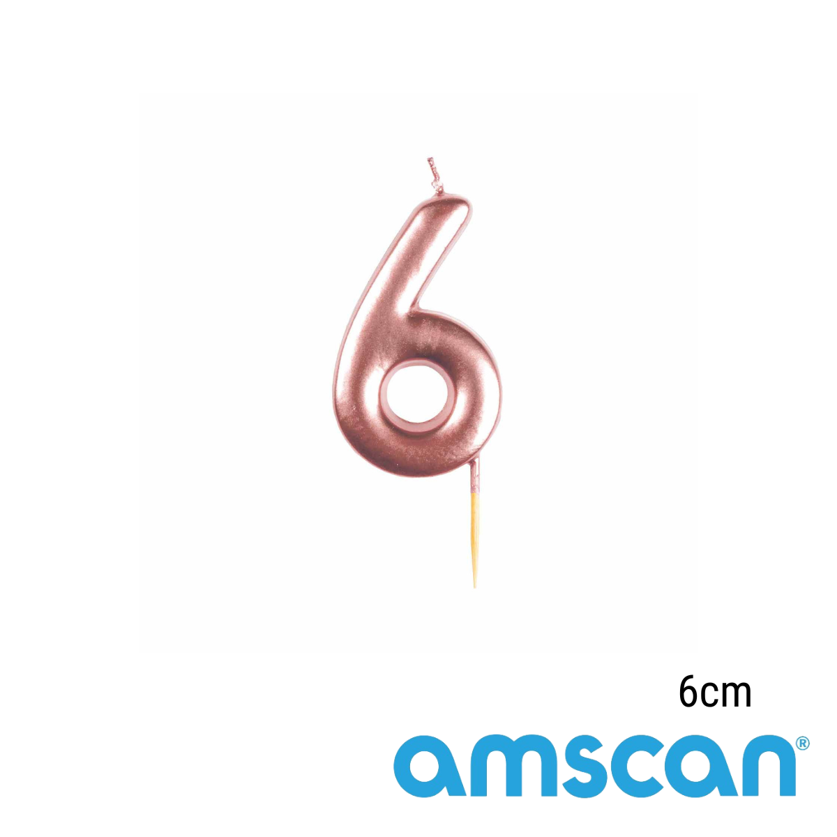 Amscan Rose Gold Number 6 Candle 6cm