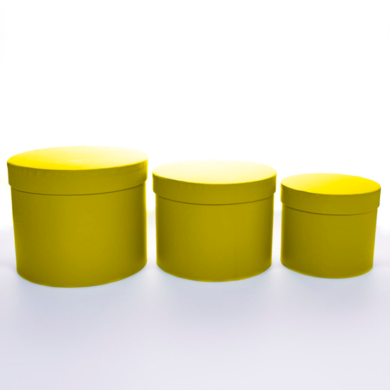 Hat Box Yellow 3pc L-6x7.5"/M-5.5x7"/S-4.5x5.5