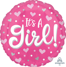 Anagram It's A Girl Hearts & Dots 18" Foil Balloon