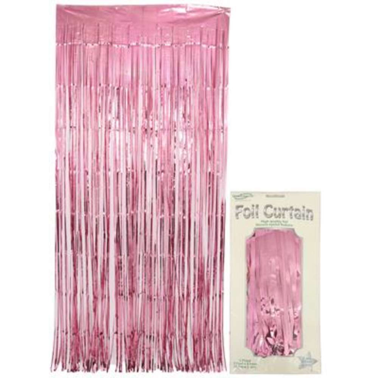 Door Curtain Foil 90cm x 2.4m Metallic Light Pink