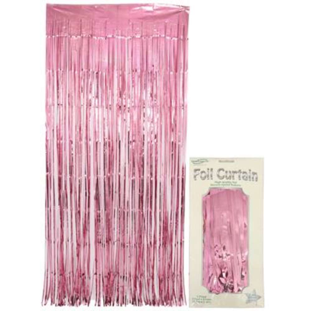 Door Curtain Foil 90cm x 2.4m Metallic Light Pink