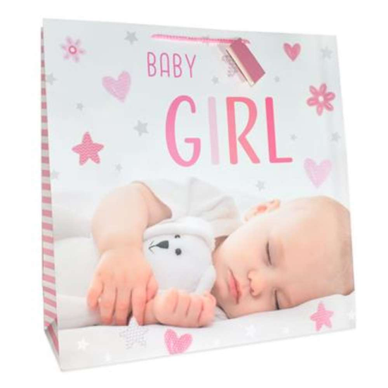 Gift Bag Baby Girl Giant Square 6pk
