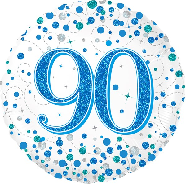 Oaktree Sparkling Fizz Age 90 Blue 18" Foil