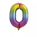 Unique Foil Balloon Rainbow 34" Number 0