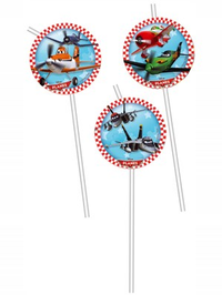 Unique 6 Pack Flexi Straws Planes