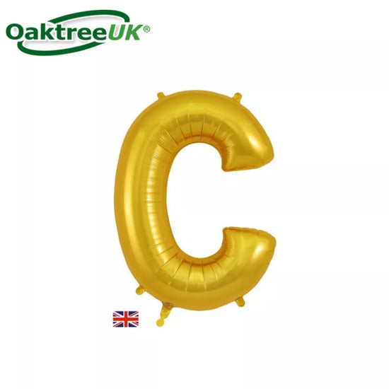 Oaktree Foil Balloon Gold 34" Letter C