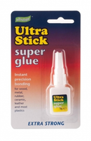 Ultratape Ultra Stick Super Glue 2g in a small tube, suitable for quick bonding and strong adhesion on various materials.