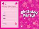 Oaktree Birthday Pink Hearts Invitations 8pk