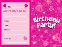 Oaktree Birthday Pink Hearts Invitations 8pk