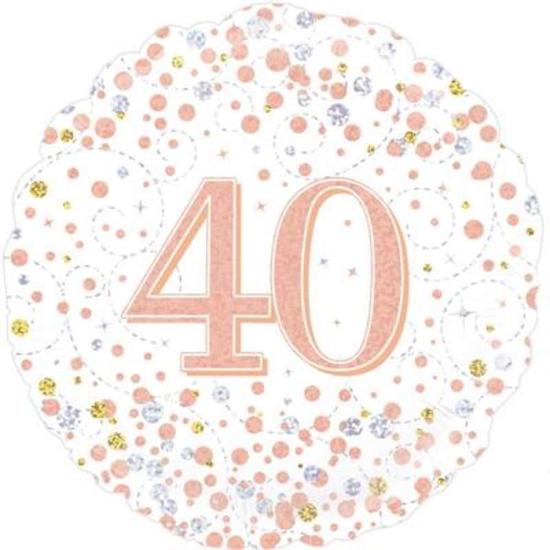 Oaktree Sparkling Fizz Age 40 Rose Gold 18" Foil