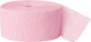 Pastel pink Unique Crepe Streamer, 81ft long, used as colorful party decoration for celebrations and events.