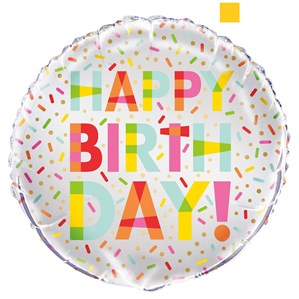 Unique Foil Balloon Happy Birthday Sprinkles 18"