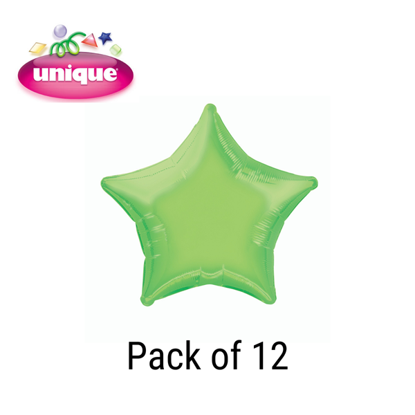 Unique 12 Pack Foil Balloon Lime Green Star 20