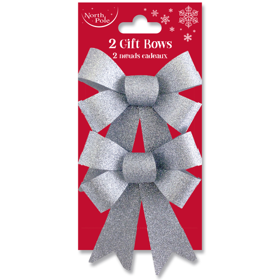 Eurowrap 2 Pack Bow Glitter Silver