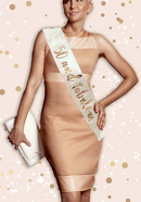 Satin Sash 50 Fabulous Cream & Rose Gold