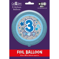 Foil Balloon 18" Round Holographic Age 3