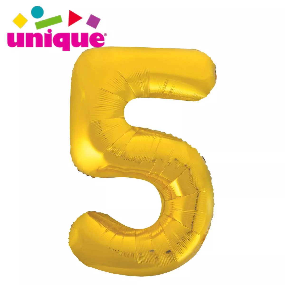 Unique Foil Balloon Classic Gold 34" Number 5