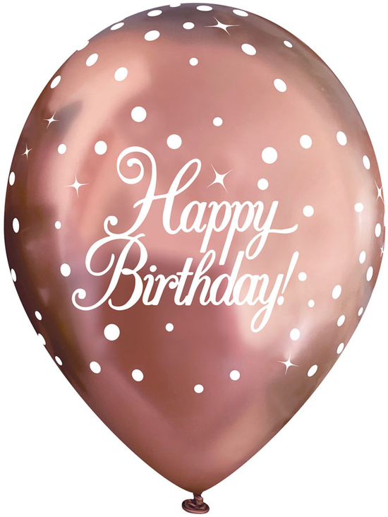 Oaktree Fizz Birthday Rose Gold 11" Latex 6pk