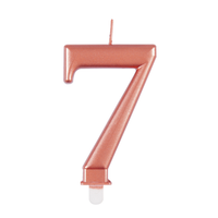 Unique Party Candle Number 7 Metallic Rose Gold