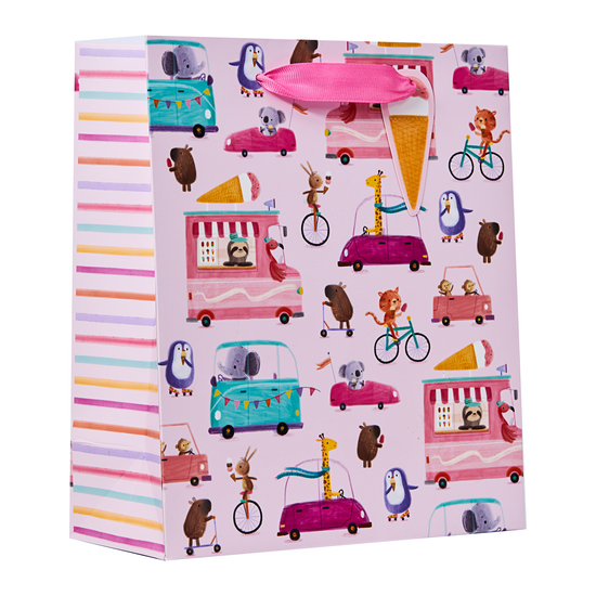 Partisan 6 Pack Gift Bag Wheelie Fun Pink Medium