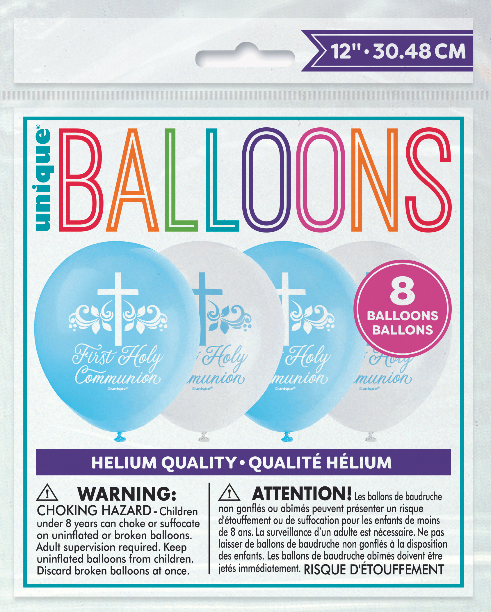 Unique Communion Blue 12" Latex Balloons 8pk