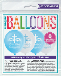 Unique Communion Blue 12" Latex Balloons 8pk