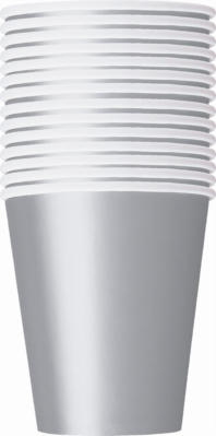 Unique 14 Pack Cups Silver 9oz