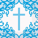 Fancy Blue Cross Luncheon Napkins 16pk