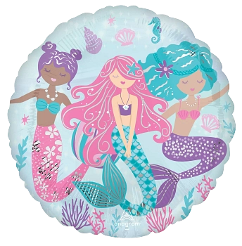 Anagram Shimmering Mermaid 18" Round Foil Balloon
