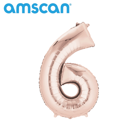 Anagram Foil Balloon Rose Gold 16" Number 6