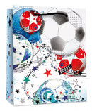 Large Simon Elvin football-themed gift bag, 6-pack set, with colorful football graphics and handles for gift presentation.