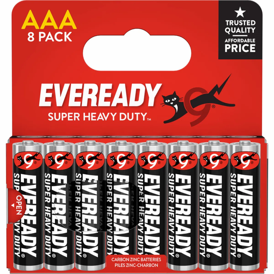 Eveready 8 Pack Batteries AAA Super Heavy Duty