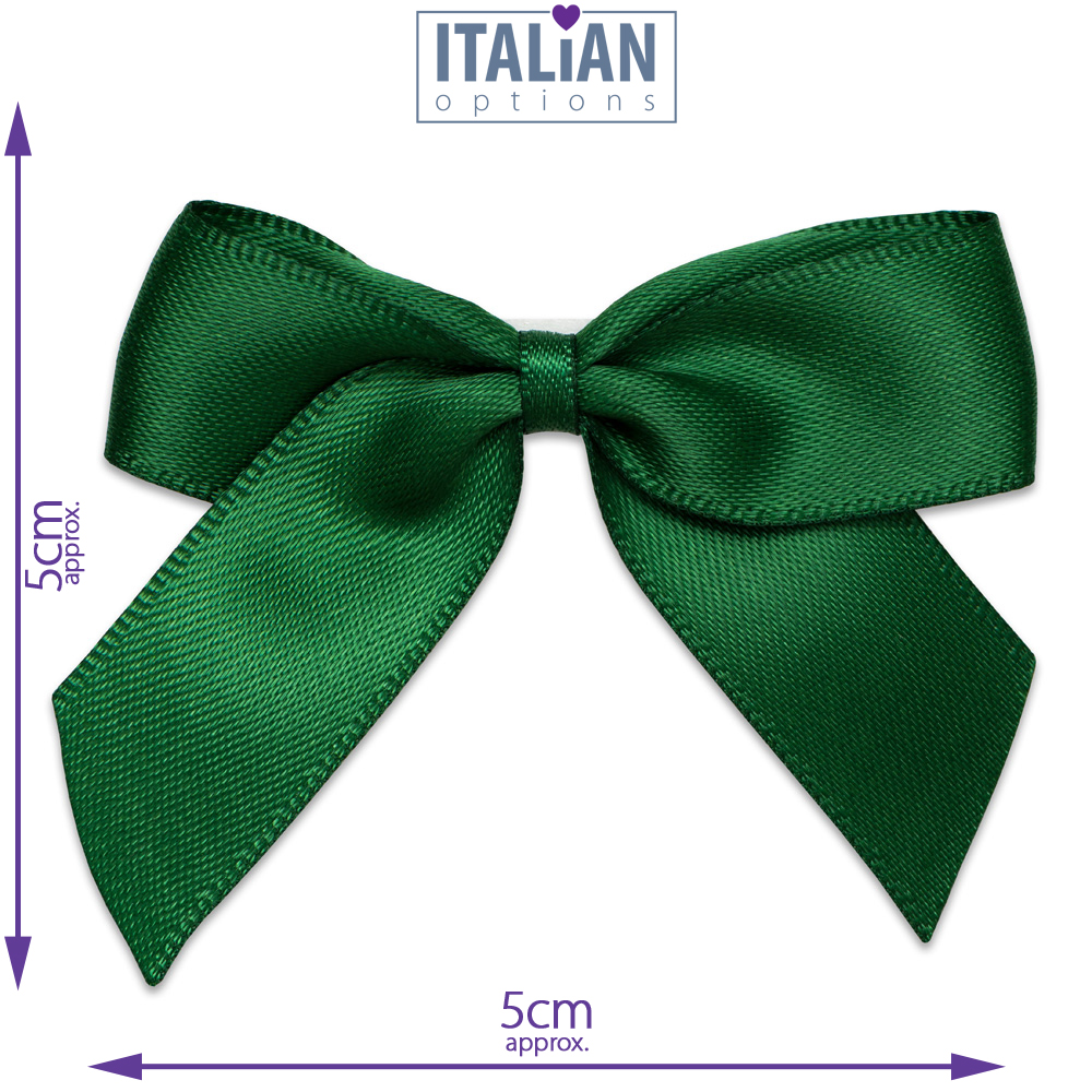 Ribbon Bows Bottle Green 5cm 12pk