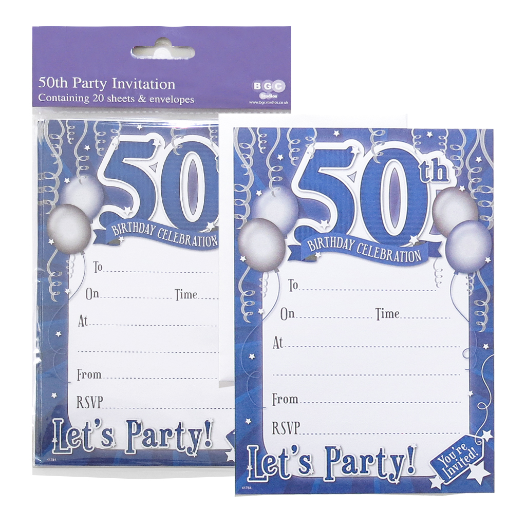 Age 50 Male Birthday Invitations 10x20pk