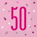 Pink Glitz 50th Birthday Napkins 16pk