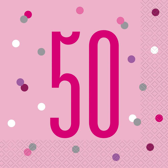 Pink Glitz 50th Birthday Napkins 16pk