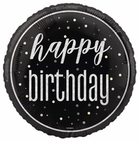 Unique Foil Balloon Black Glitz Birthday 18"