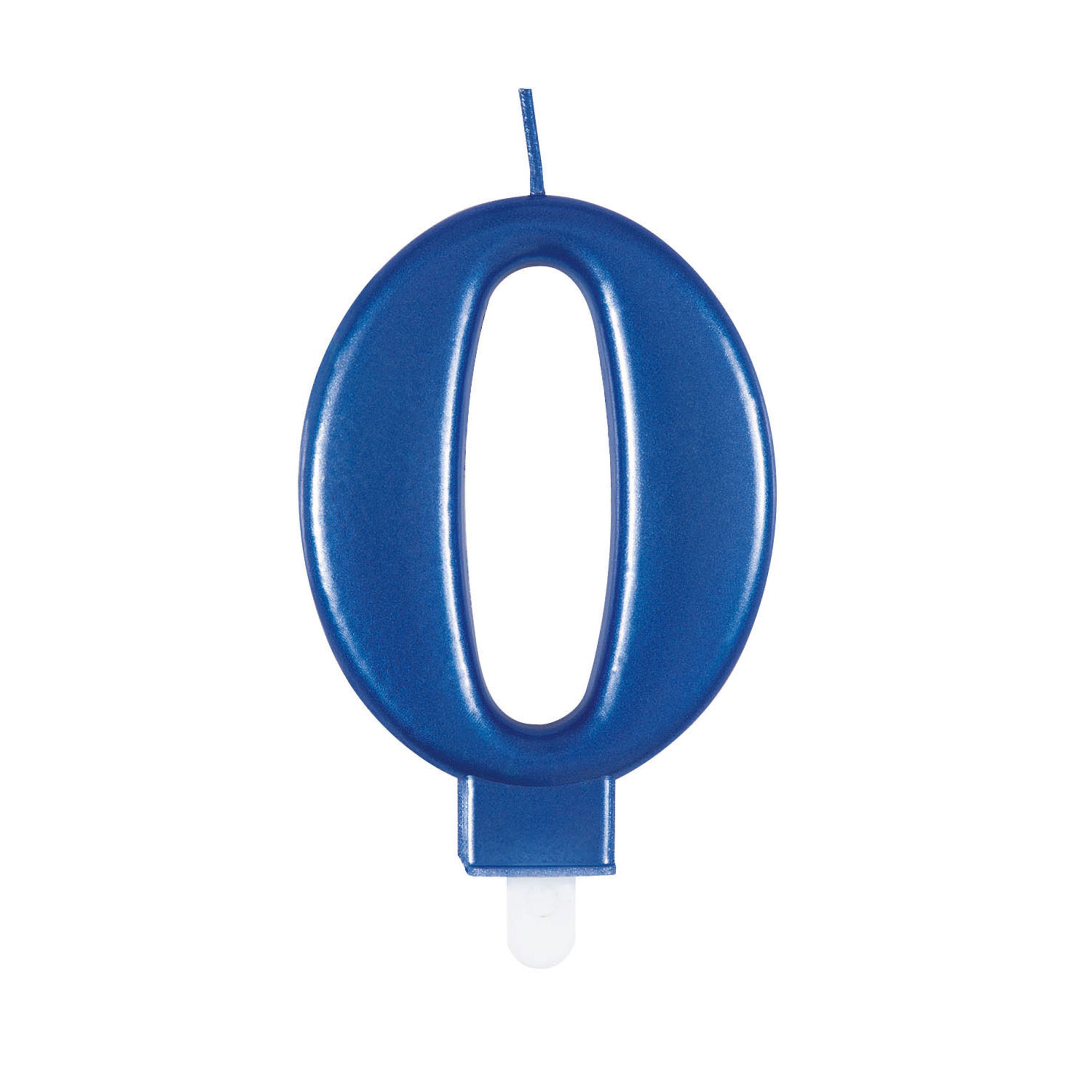 Unique Party Candle Number 0 Metallic Blue